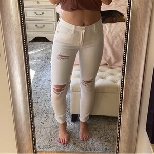 Harper Heritage Mid Rise Skinny White Jeans